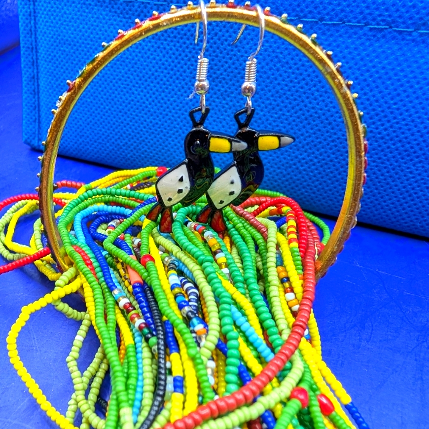 A508 Fabulous Spring Street Seed Bead Necklace & Coordinating Pierced Earrings